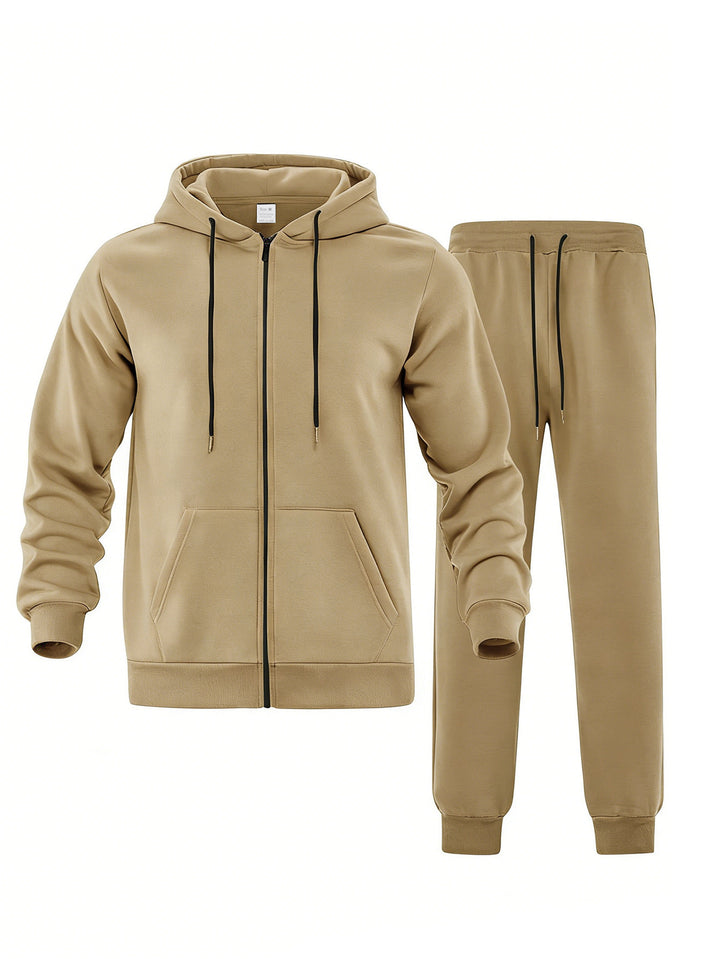 Herren zweiteiliges Jogginganzug-Set mit durchgehendem Reißverschluss Kapuzenjacke und taillierter Jogginghose – Marzano