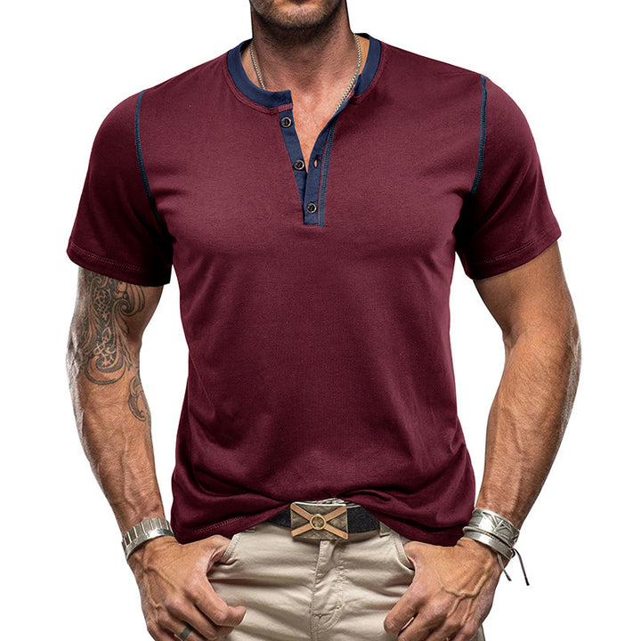 Herren Polohemd im modischen Henley-Stil mit einzigartigen Akzenten Echoarchiv