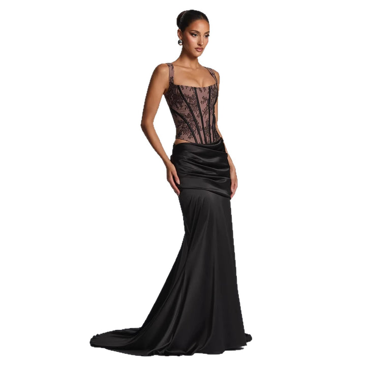 Damen Elegantes Abendkleid mit Korsett-Oberteil und drapiertem Rock Echo Archiv