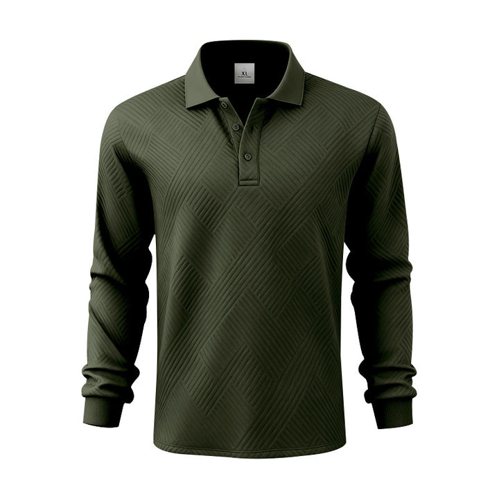 Herren elegantes Langarm-Polohemd mit strukturiertem Design Echoarchiv