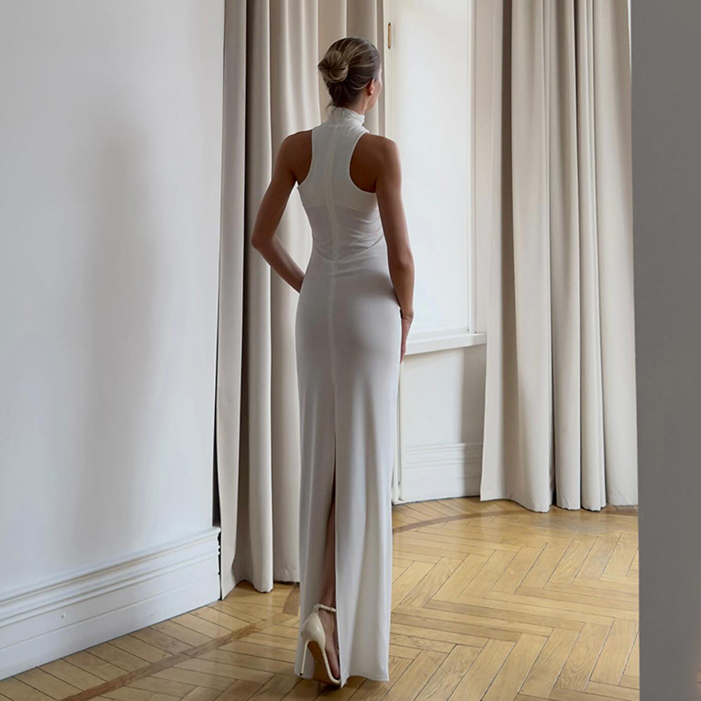 Damen Elegantes Maxikleid mit Halterneck und gerafftem Oberteil Echo Archiv