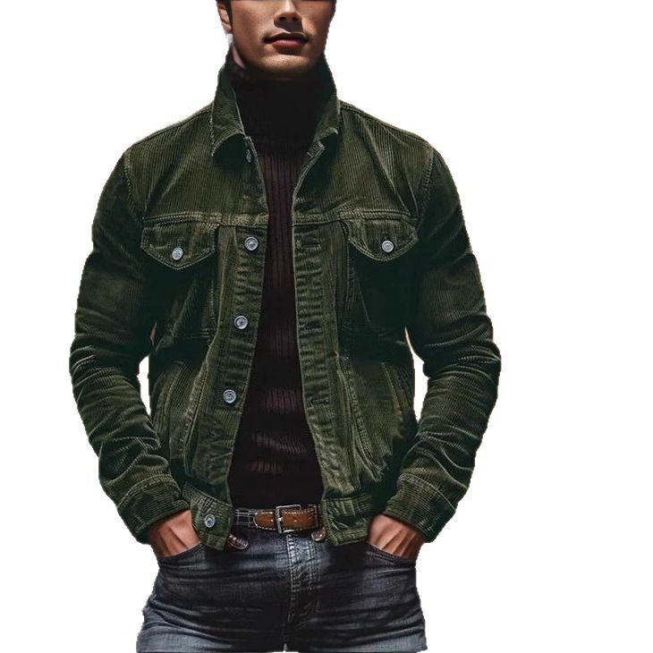 Herren Cordjacke im klassischen Design mit praktischen Brusttaschen und Knopfdetails Echoarchiv