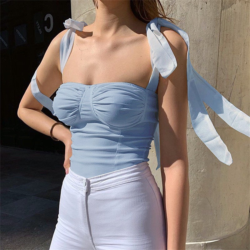 Damen Blusenoberteil mit raffinierten Trägern und eleganter Raffung Echo Archiv