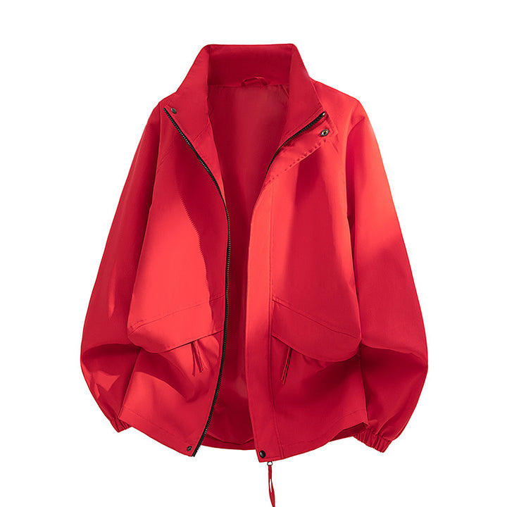 Damen Leichte Oversize‑Übergangsjacke ohne Kapuze mit Kordelzug, Pattentaschen & elastischen Bündchen Echoarchiv