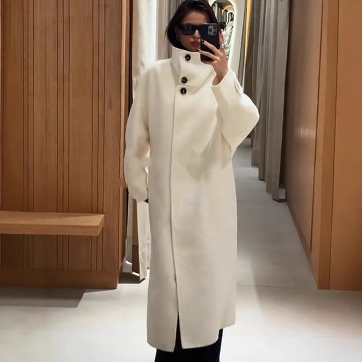 Damen Oversize Wollmix-Mantel mit asymmetrischem Schnitt und hohem Stehkragen Echoarchiv