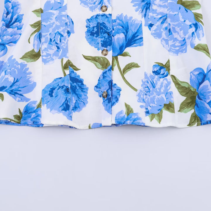 Damen Hemdbluse im A-Linien‑Schnitt mit floraler Allover‑Print, taillierten Teilungsnähten und Puffärmeln Echo Archiv
