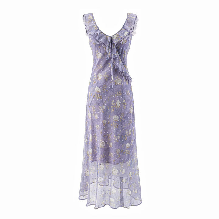 Damen Maxikleid mit romantischem Rüschensaum und floralem Muster Echo Archiv