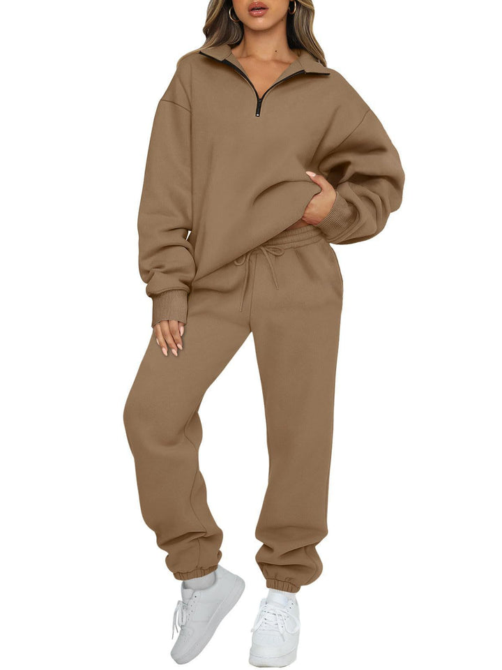 Damen nan lässiges Halbzip-Lounge-Set mit oversized Sweatshirt und taillenhoher Jogginghose Echo Archiv