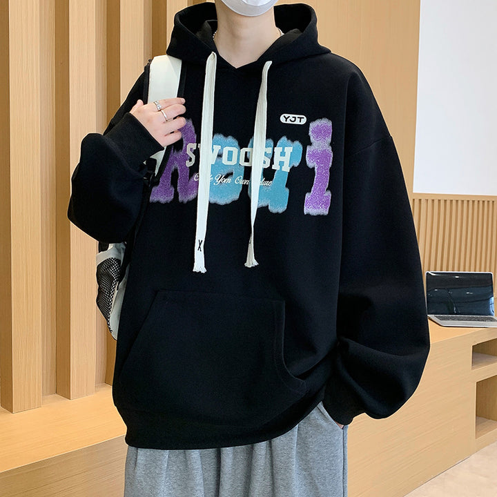 Unisex Oversized Kapuzenpullover mit kreativem Schriftzug Echoarchiv