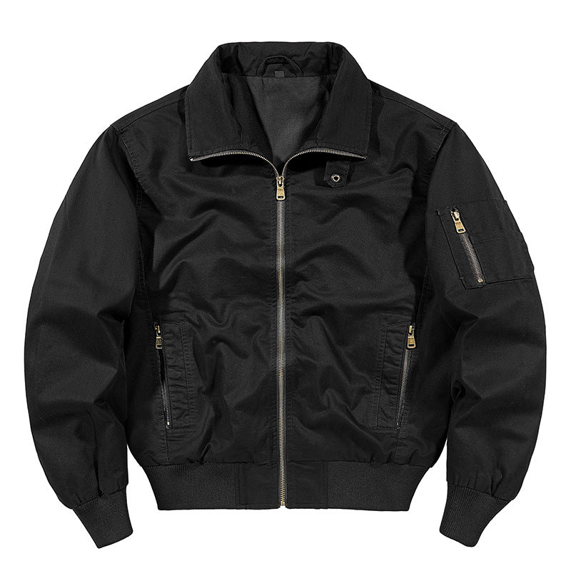 Men's rugged cotton-blend utility bomber with ribbed trim and zip sleeve pocket – Brevano