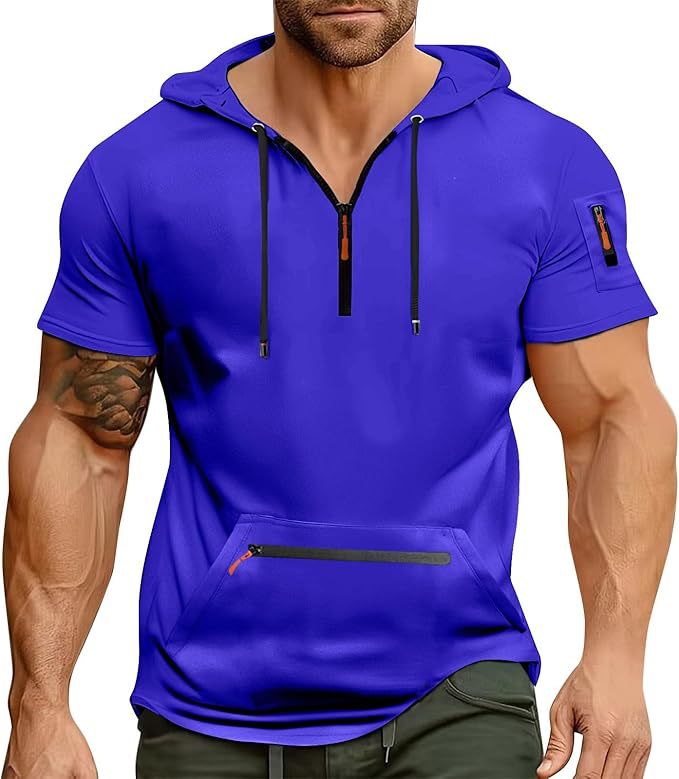 Herren Kurzarm Hoodie mit Reißverschluss Echoarchiv