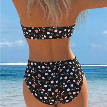 Damen Bandeau-Bikini mit floralem Muster und hohem Taillenschnitt Echo Archiv
