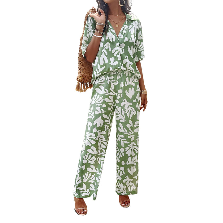 Damen Lässiges Zweiteiliges Set mit weitem Hosen-Design und elegantem Oberteil Echo Archiv