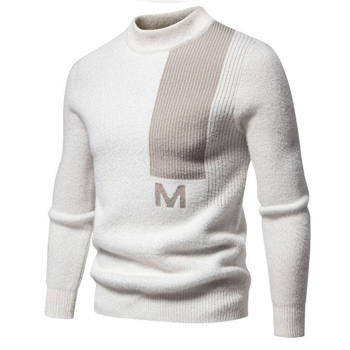 Herren Hochwertiger Strickpullover mit modernem Stehkragen und strukturiertem Design Echoarchiv