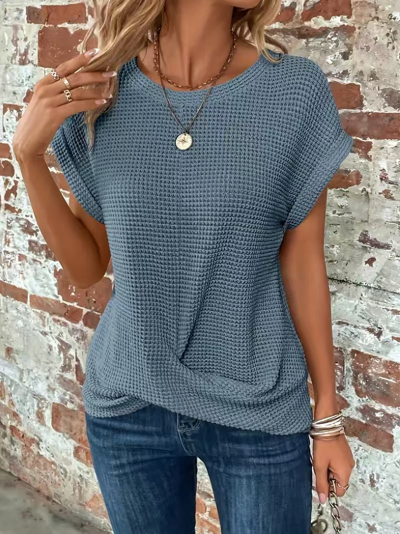 Damen lässiges Waffelpullover mit weichem Stoff und eleganten Ärmeln Echo Archiv