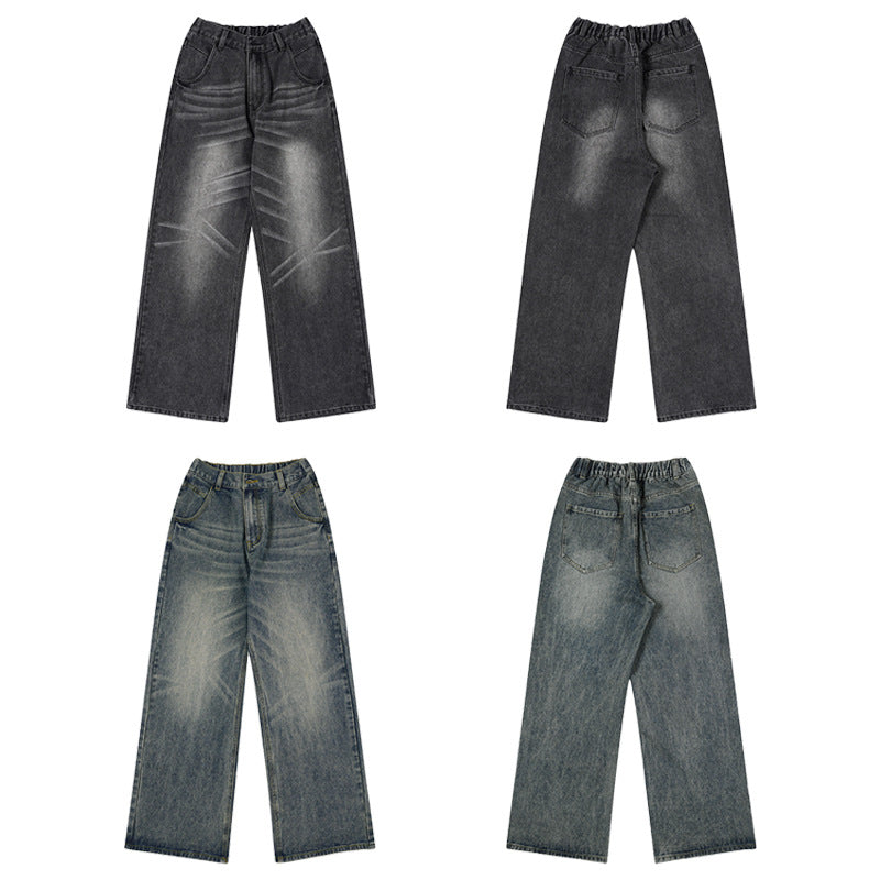 Herren Weite Denim-Jeans im Retro-Workwear-Look mit markanten Whisker- und Faltenakzenten Echo Archiv