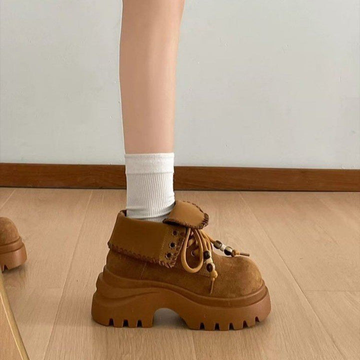 Damen Chunky Schnürboots mit modischem Einsatz Echo Archiv