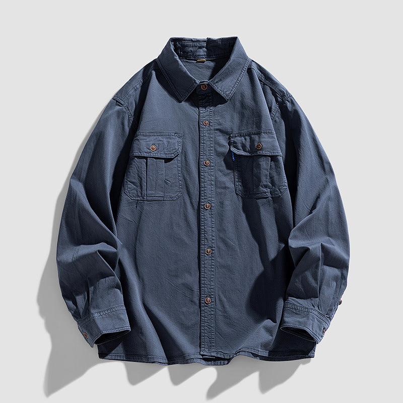 Herren Overshirt aus robustem Baumwoll-Twill mit Pattentaschen und durchgehender Knopfleiste Echo Archiv