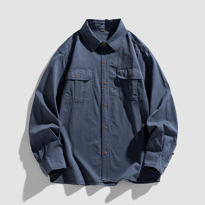 Herren Overshirt aus robustem Baumwoll-Twill mit Pattentaschen und durchgehender Knopfleiste Echo Archiv