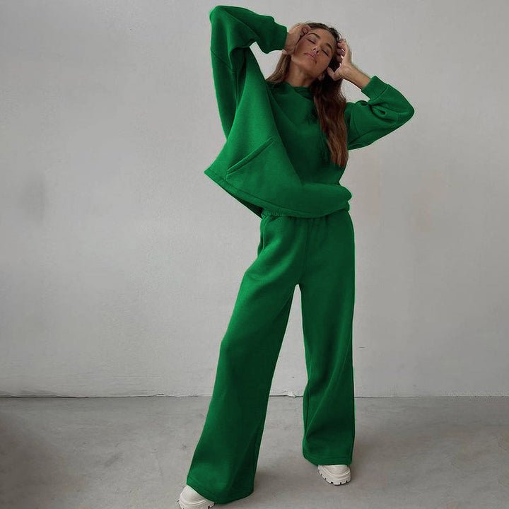 Damen nan Cozy-Komplettset mit extraweichem Oversize-Hoodie, Kängurutasche und High-Waist Palazzo-Sweathose Echo Archiv