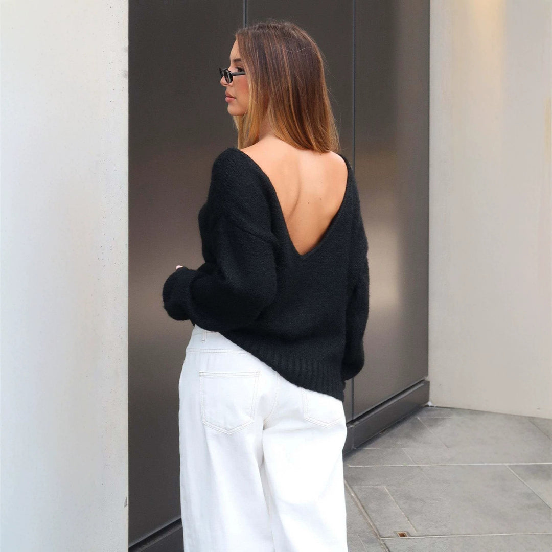 Damen Oversize Bouclé-Pullover mit weitem Boot-Ausschnitt und gerippten Bündchen Echoarchiv