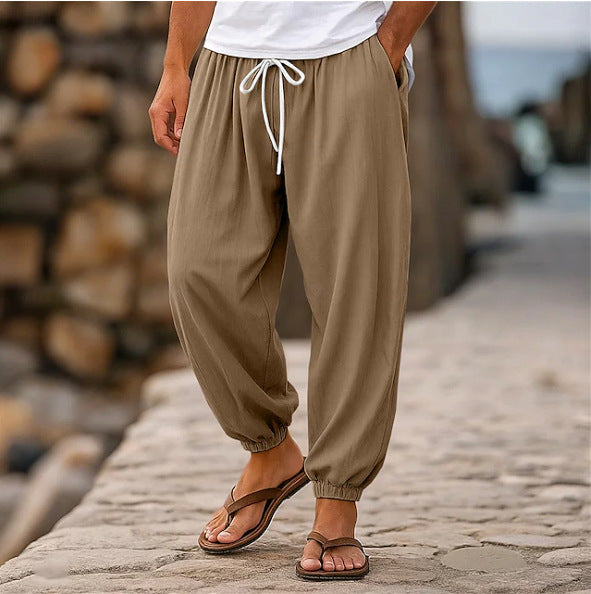 Herren luftige Freizeit-Hose mit elastischem Bund und seitlichen Eingrifftaschen Echoarchiv