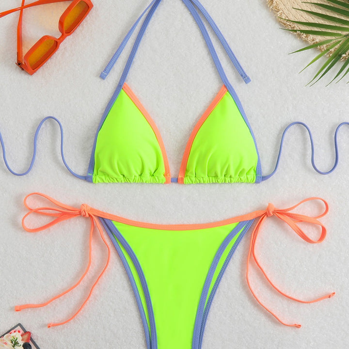 Damen Bikini-Set mit verstellbaren Trägern und buntem Farbakzent Echo Archiv