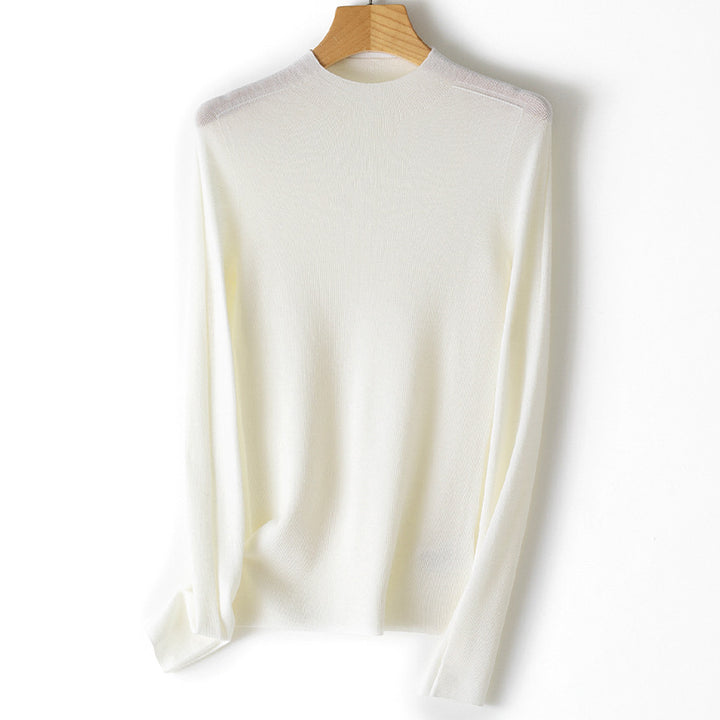Damen Leichter Feinstrick-Pullover mit kurzem Stehkragen und schmaler Silhouette Echoarchiv