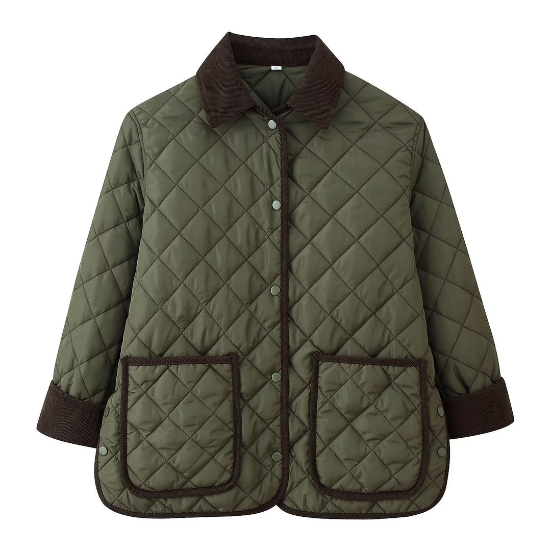 Damen Steppjacke mit Kordkragen, Pattentaschen und Druckknopfverschluss Echo Archiv