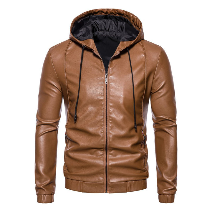 Herren Kunstlederjacke mit praktischem Kapuzen Design und sportiven Details Echoarchiv