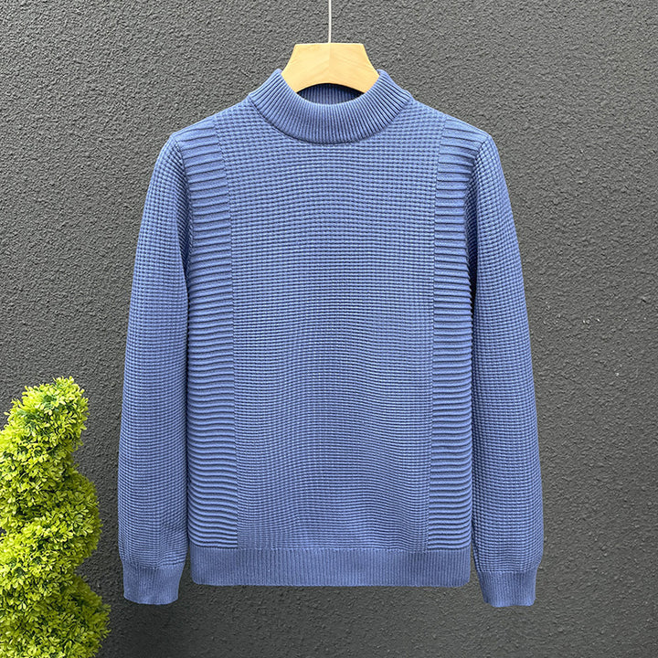 Damen Feinstrickpullover mit strukturierter Waffel- und Rippenstruktur und Stehkragen Echoarchiv