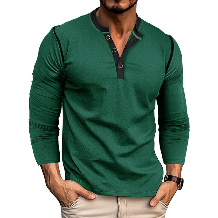 Herren Langarm-Hemd mit modischem Henley-Ausschnitt Echoarchiv