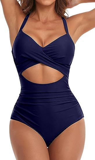 Damen Einteiliger Badeanzug mit elegantem Wickelschnitt Echo Archiv