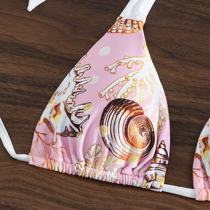 Damen Triangel-Bikini mit trendigem Muschelmuster und raffinierten Trägern Echo Archiv