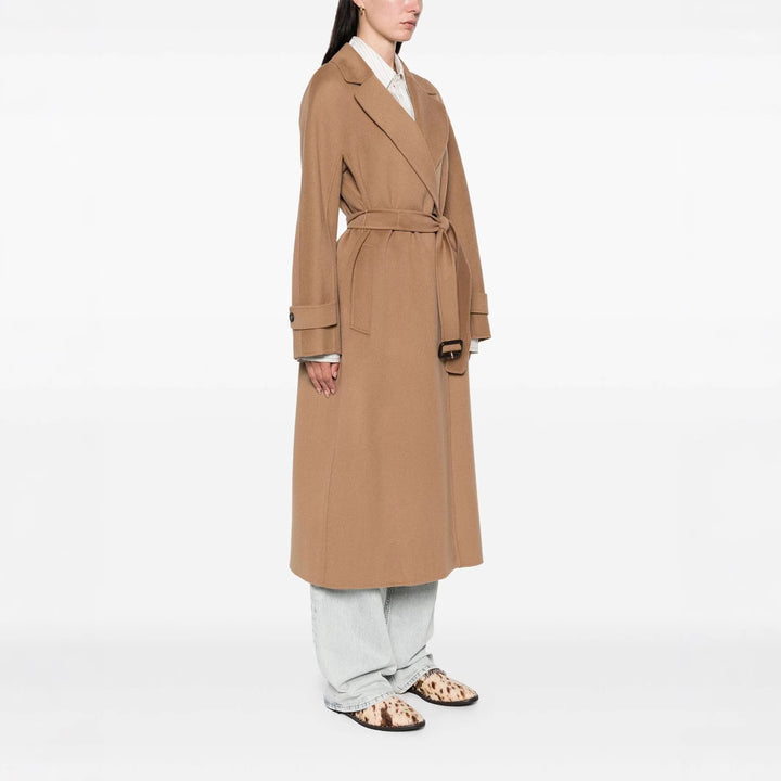 Damen Wickelmantel aus Wollmix mit Taillengürtel und Oversize-Schulter Echoarchiv