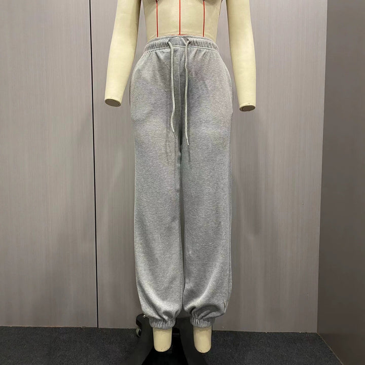 Damen nan Cozy-Sweat-Palazzohose mit hohem Komfortbund, integriertem Kordelzug und gerafften Knöchelabschlüssen Echo Archiv