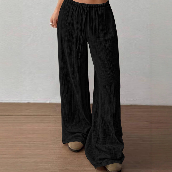 Damen Lässige Palazzo-Loungehose mit elastischem Bund und Crinkle-Struktur Echoarchiv