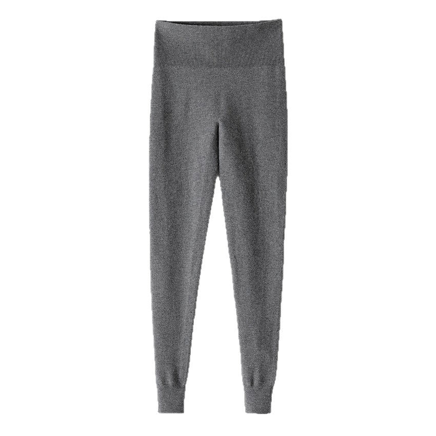 Damen Thermo-Feinstrick-Leggings mit hoher Taille und geripptem Knöchelabschluss Echoarchiv