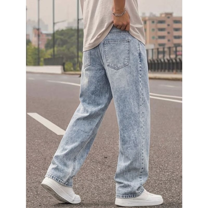 Herren Lässige Weit geschnittene Ripped Jeans Echoarchiv