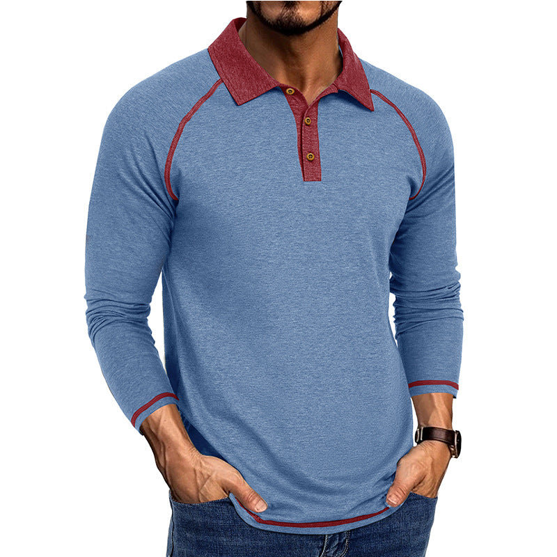 Herren Polo-Hemd mit kontrastierendem Kragen und langem Arm Echoarchiv