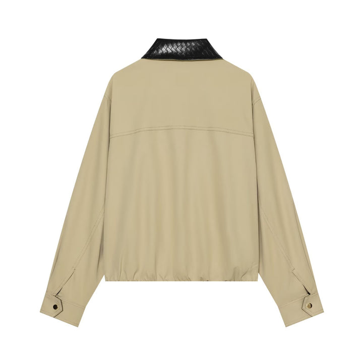 Damen Leichte Oversize Blousonjacke mit kontrastierendem geprägtem Kunstlederkragen Echo Archiv