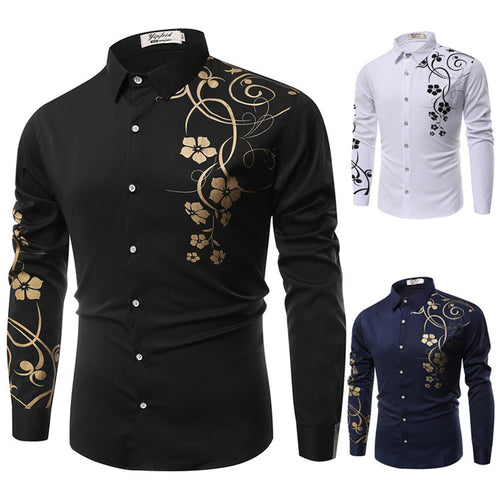 Herren Slim-Fit Hemd mit floralem Allover-Print, Langarm und Stretch-Baumwollmix Echo Archiv
