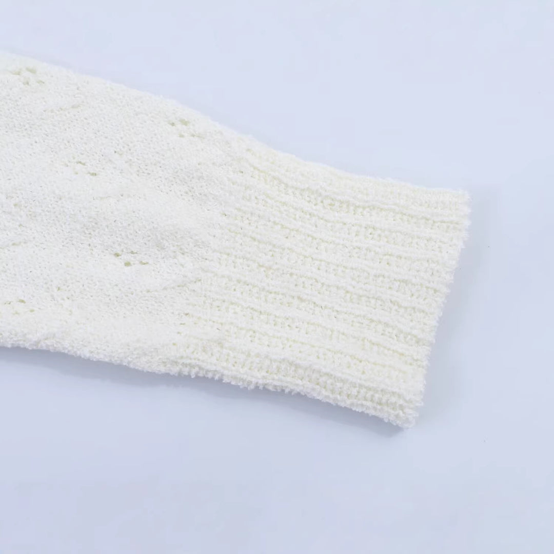Damen Feiner Strick-Cardigan mit Blumenstickerei und tailliertem Saum Echoarchiv