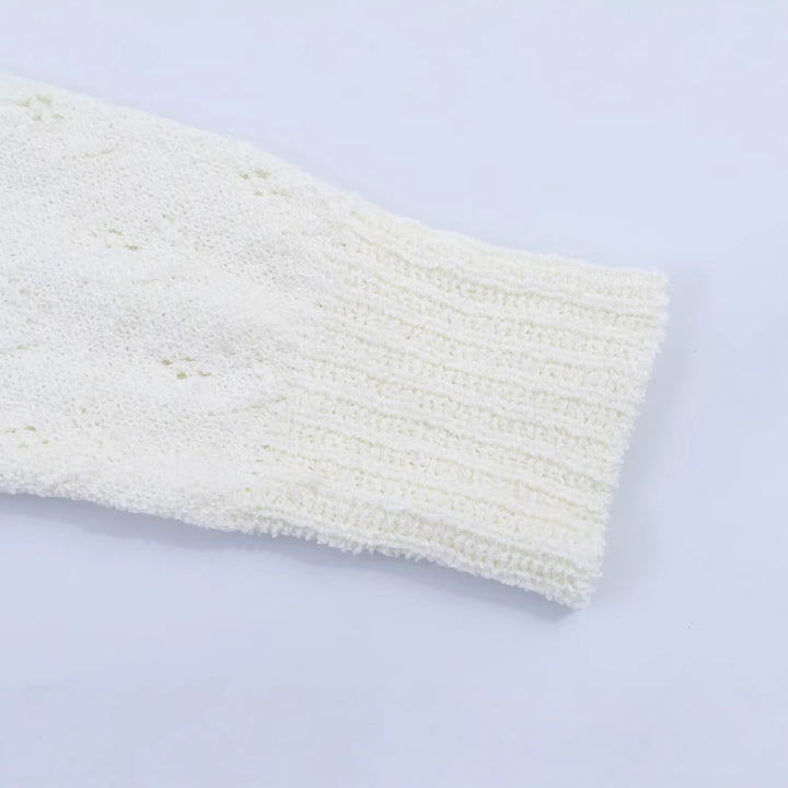 Damen Feiner Strick-Cardigan mit Blumenstickerei und tailliertem Saum Echoarchiv