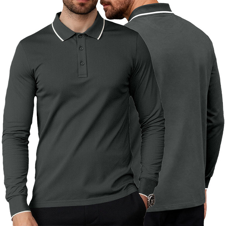 Herren nan langärmeliges Piqué-Poloshirt mit Kontrastpaspel am Kragen und Bündchen Echo Archiv