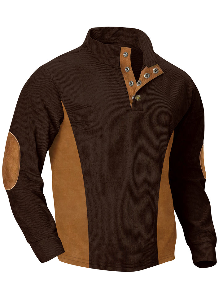 Herren lässiger Pullover mit modernem Stehkragen und praktischen Druckknöpfen Echoarchiv