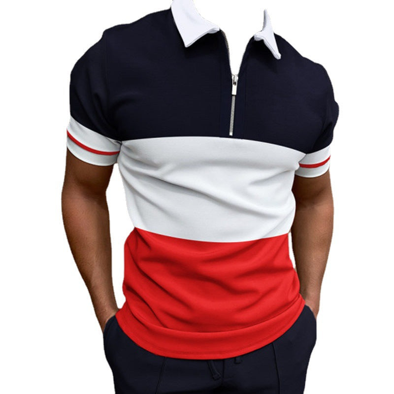 Herren Stilvolles Kurzarm Zip Polo Shirt Echoarchiv