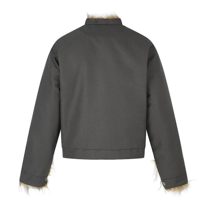 Damen Kurzjacke mit Kunstfellfutter, Stehkragen und verdeckter Knopfleiste Echoarchiv