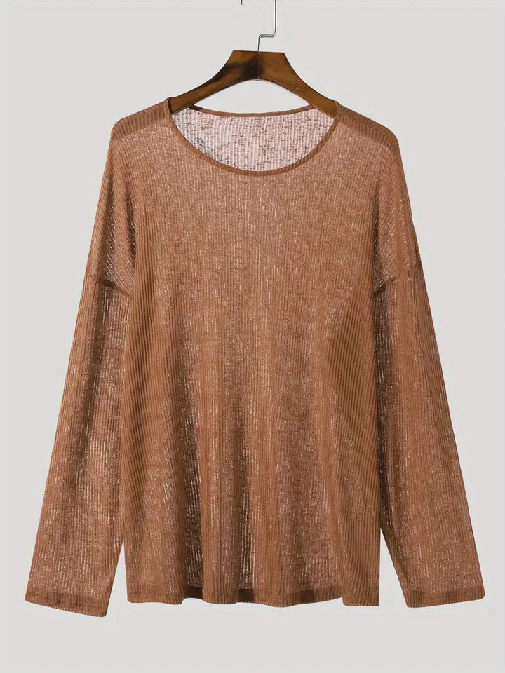 Damen Langarmshirt mit strukturiertem Rippenmuster und lässigem Schnitt Echoarchiv