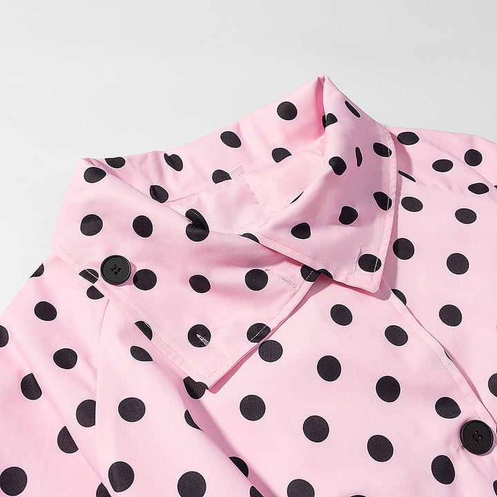 Damen Gepunkteter Trenchcoat-Style mit Bindegürtel und Ballonärmeln Echo Archiv